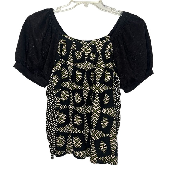 Maeve Catalina Printed Puff Sleeve Sparkly sleeve blouse - Picture 2 of 7